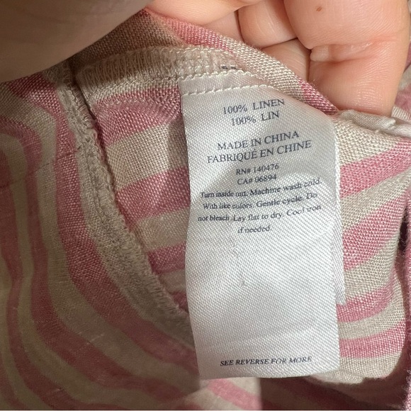 Faherty Womens Isha Linen Pink Tan Stripe Sleeveless Dress Coastal Resort XL - Picture 7 of 11